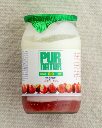 Yoghurt aardbei, Pur Natur pr (doos, 8x150g)